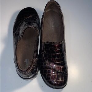 Clarks Dark Brown Crocodile Pattern Slip-Ons